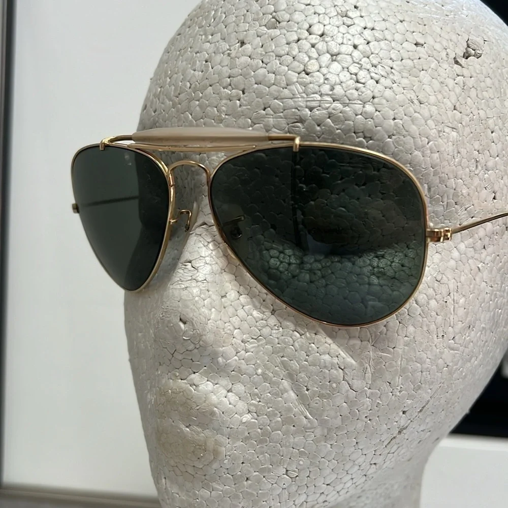 B & L Ray Ban Vintage 12K Gold Filled Aviator Glass Lens Sunglasses - RARE